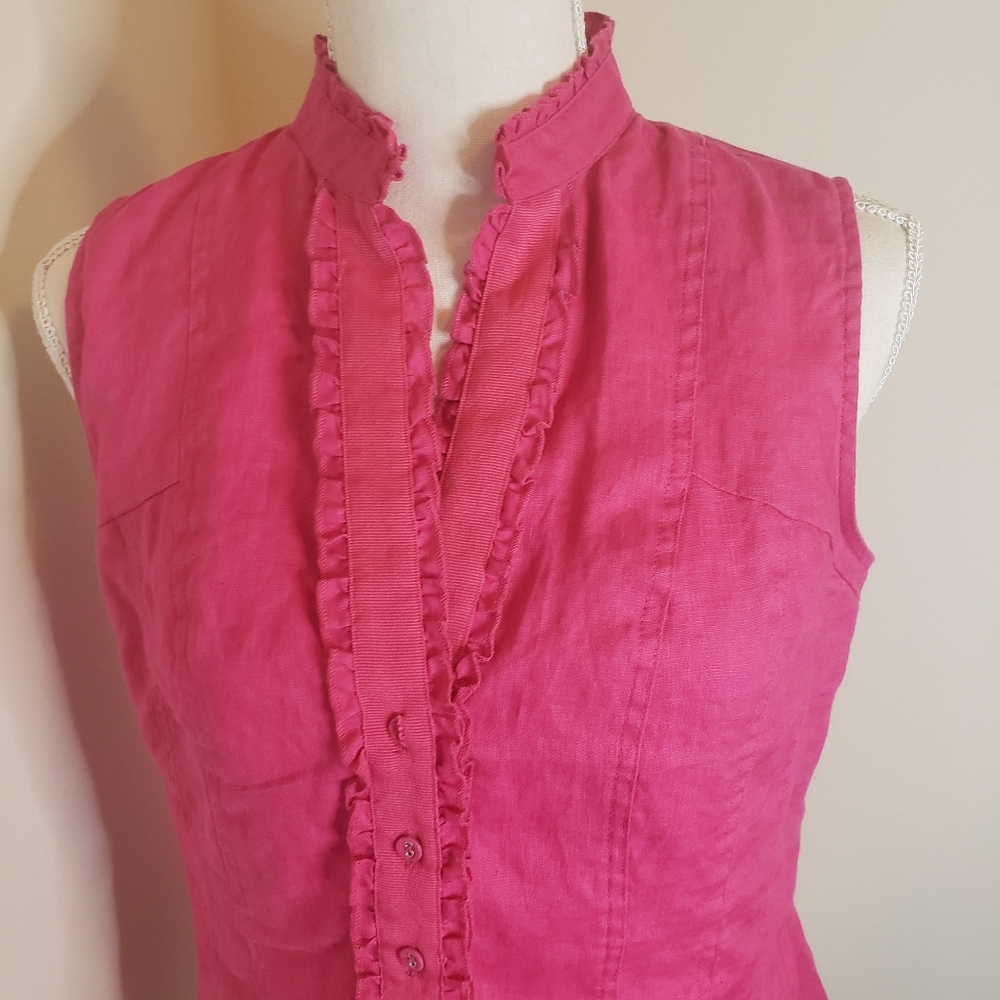 Pink Linen Blouse - Anthropologie